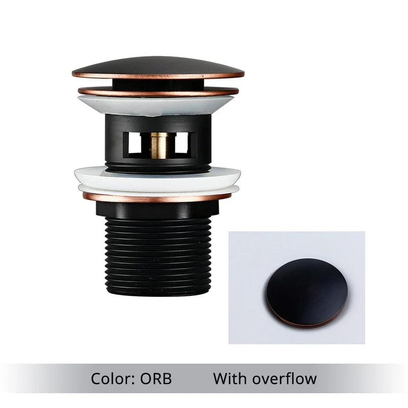 Bathroom Drain Pop-Up Closure Optional Overflow Corrosion-Resistant Finish