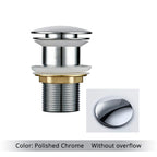 Bathroom Drain Pop-Up Closure Optional Overflow Corrosion-Resistant Finish