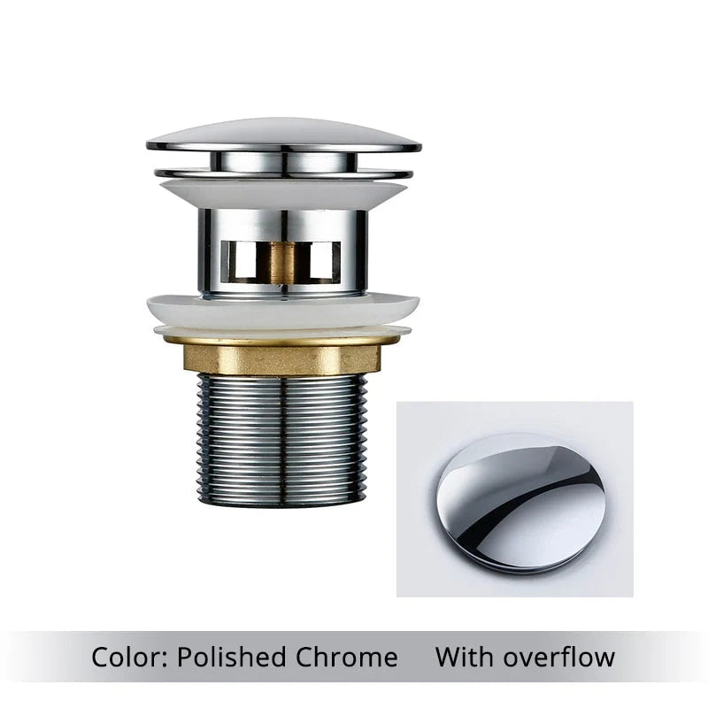 Bathroom Drain Pop-Up Closure Optional Overflow Corrosion-Resistant Finish