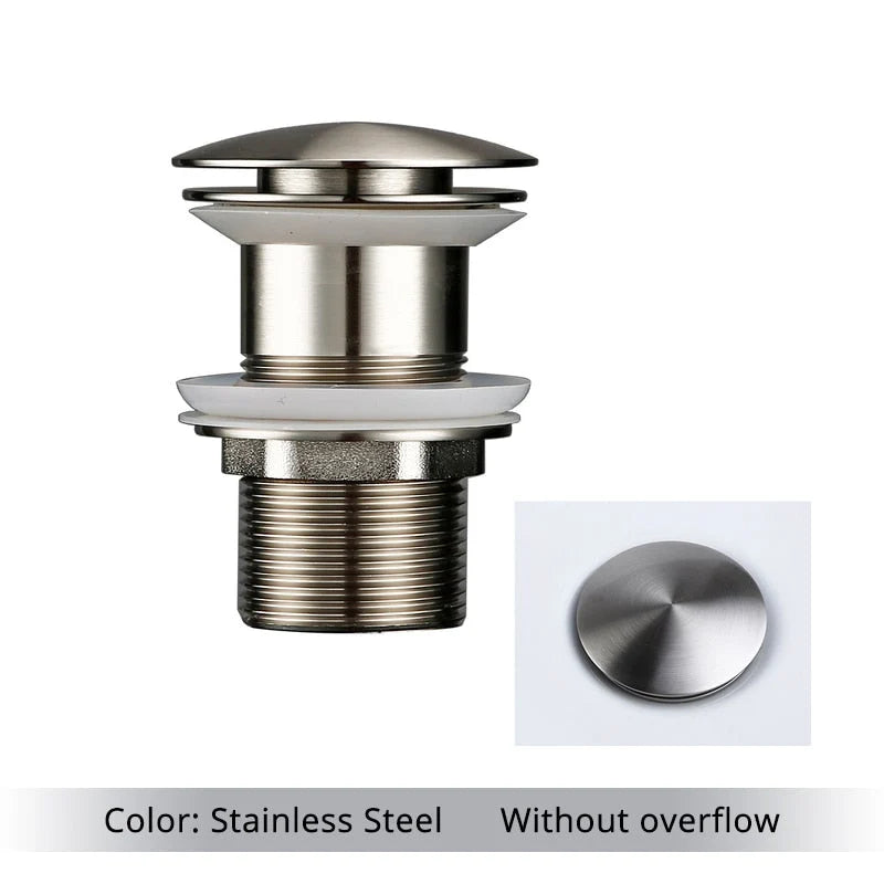 Bathroom Drain Pop-Up Closure Optional Overflow Corrosion-Resistant Finish