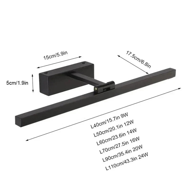 Bathroom Mirror Light Waterproof Aluminum LED Multiple Sizes