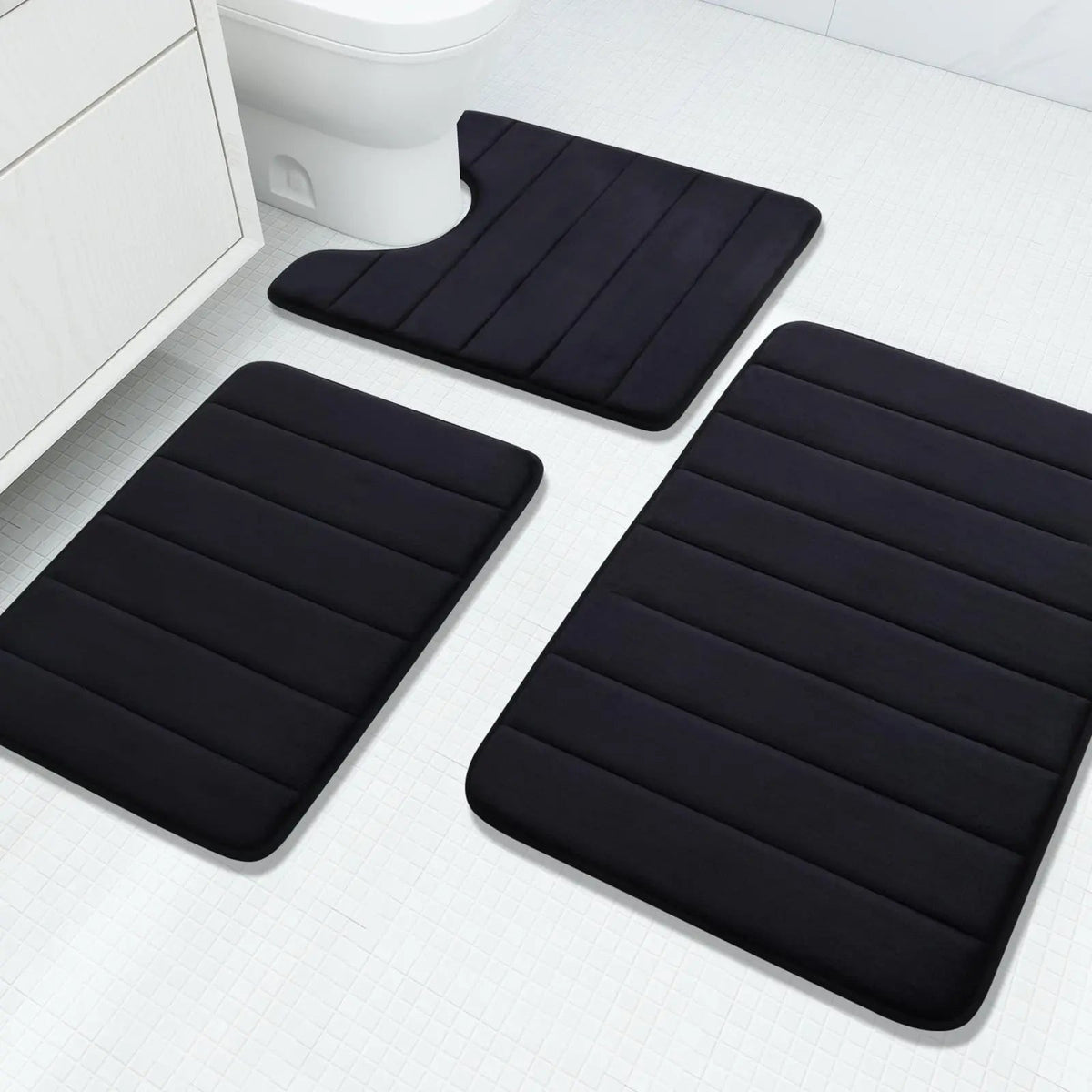 Bathroom Rug Set Velvet Memory Foam & Non-Slip