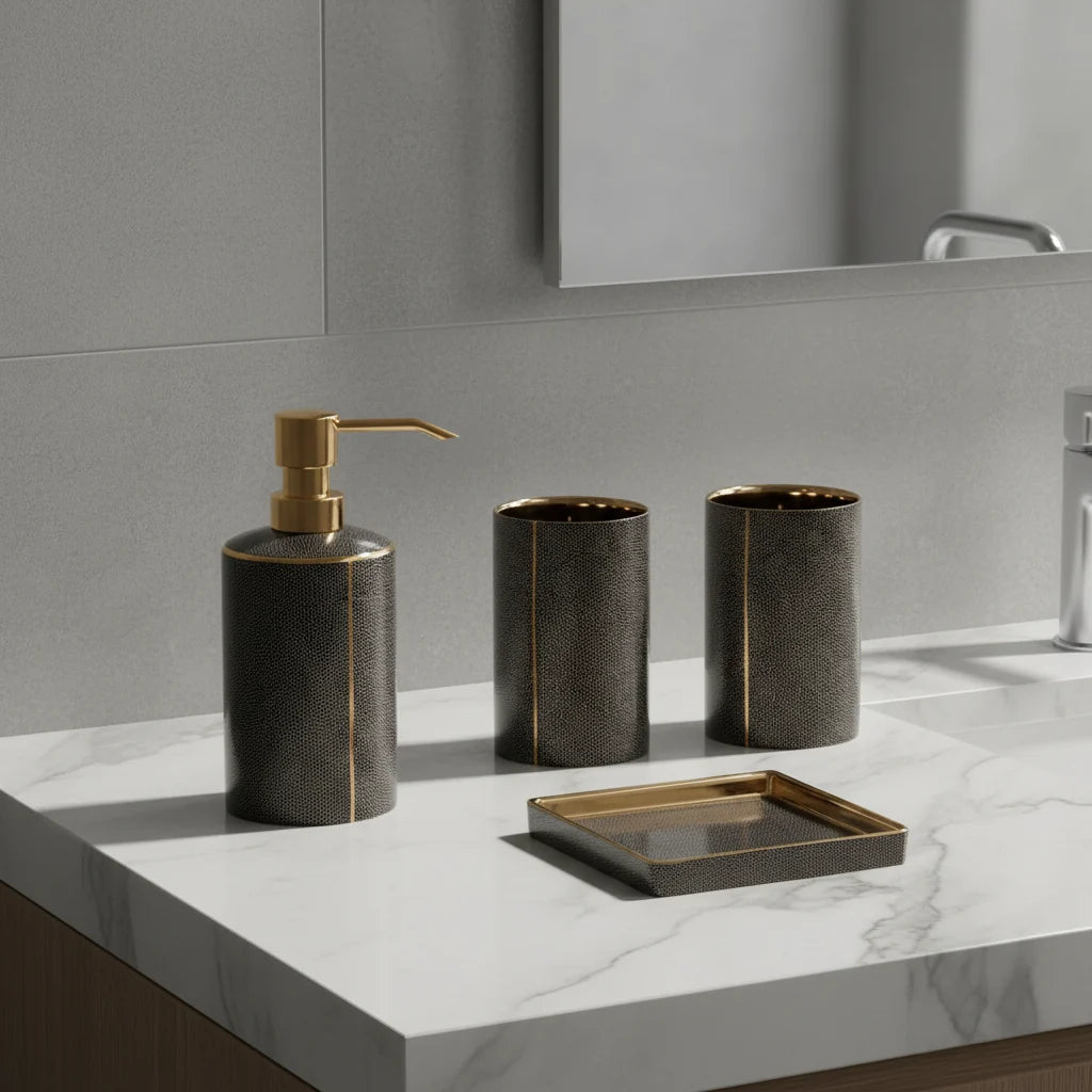 Bathroom Set Ceramic Compact Pump & Soap Dish