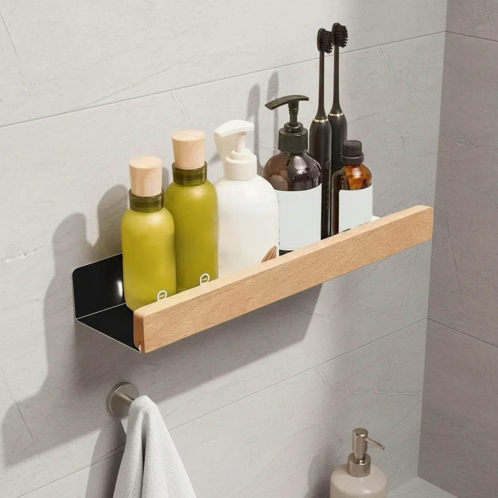 Bathroom Shelf Drill-Free Adhesive Water-Resistant High Load Capacity