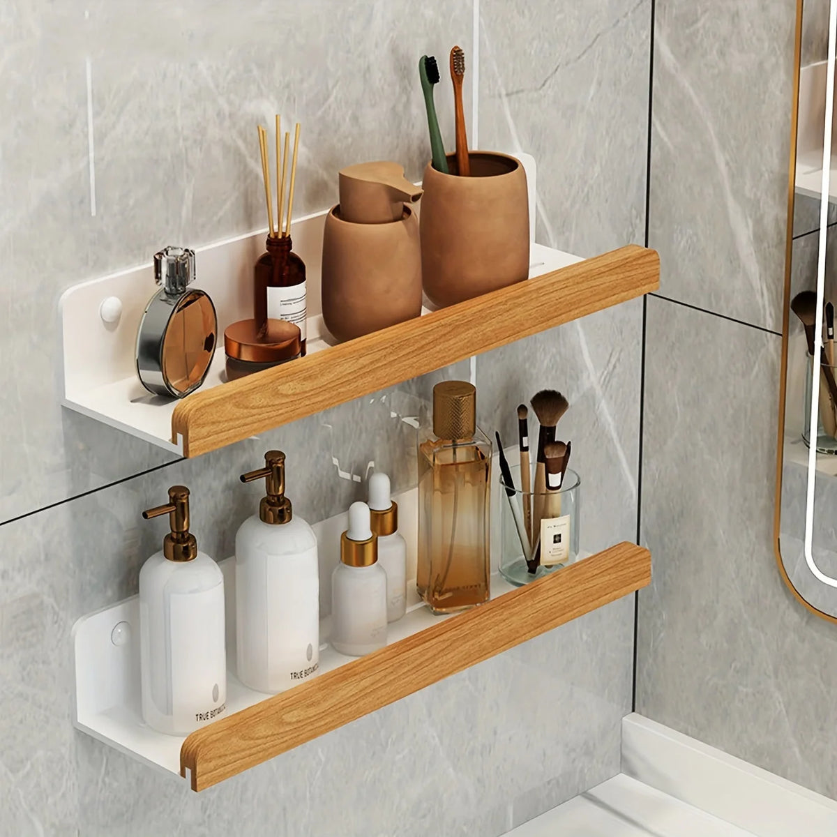 Bathroom Shelf Drill-Free Adhesive Water-Resistant High Load Capacity