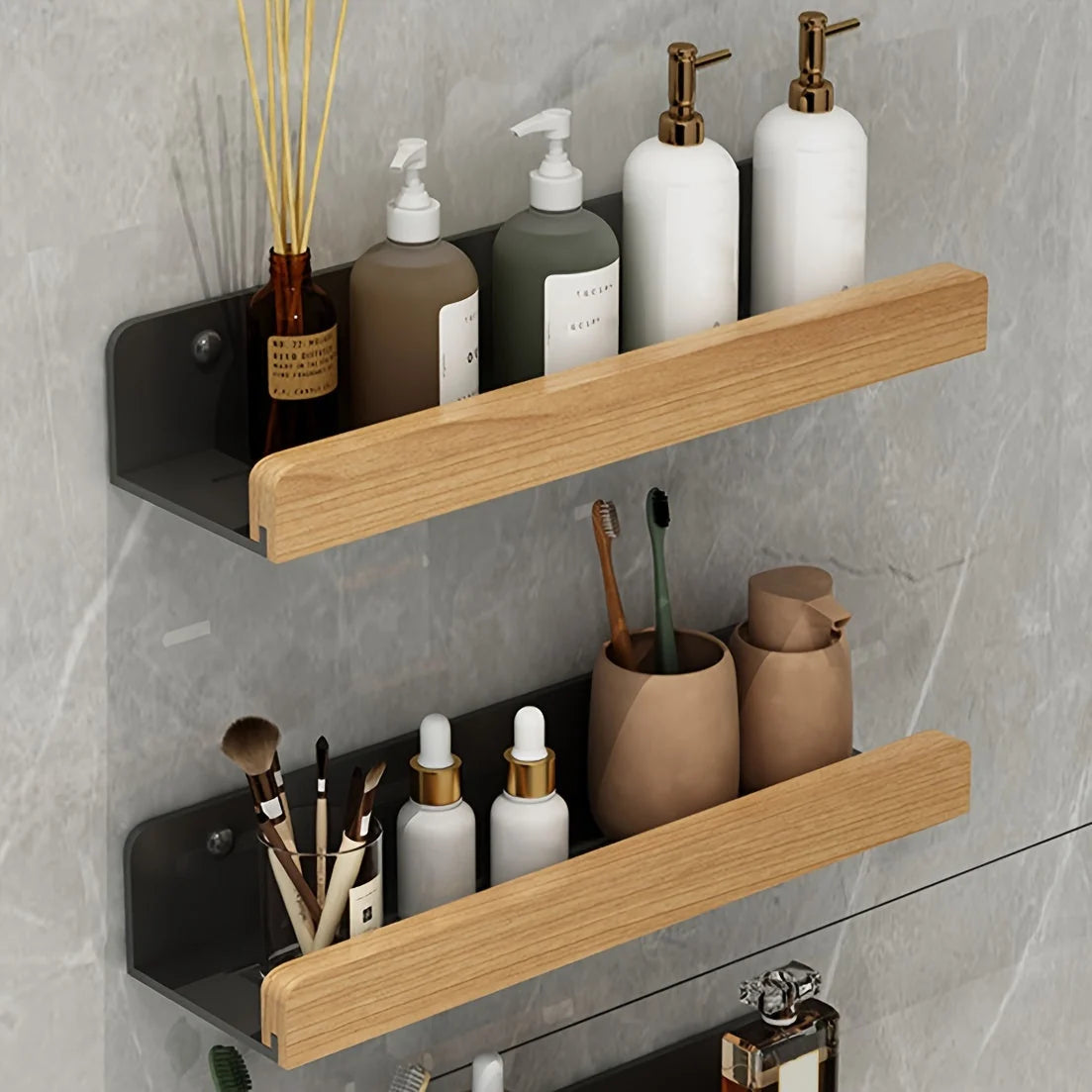 Bathroom Shelf Drill-Free Adhesive Water-Resistant High Load Capacity