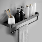 Bathroom Shelf Matte Black Stainless Steel Rust-Resistant