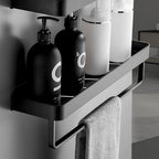 Bathroom Shelf Matte Black Stainless Steel Rust-Resistant