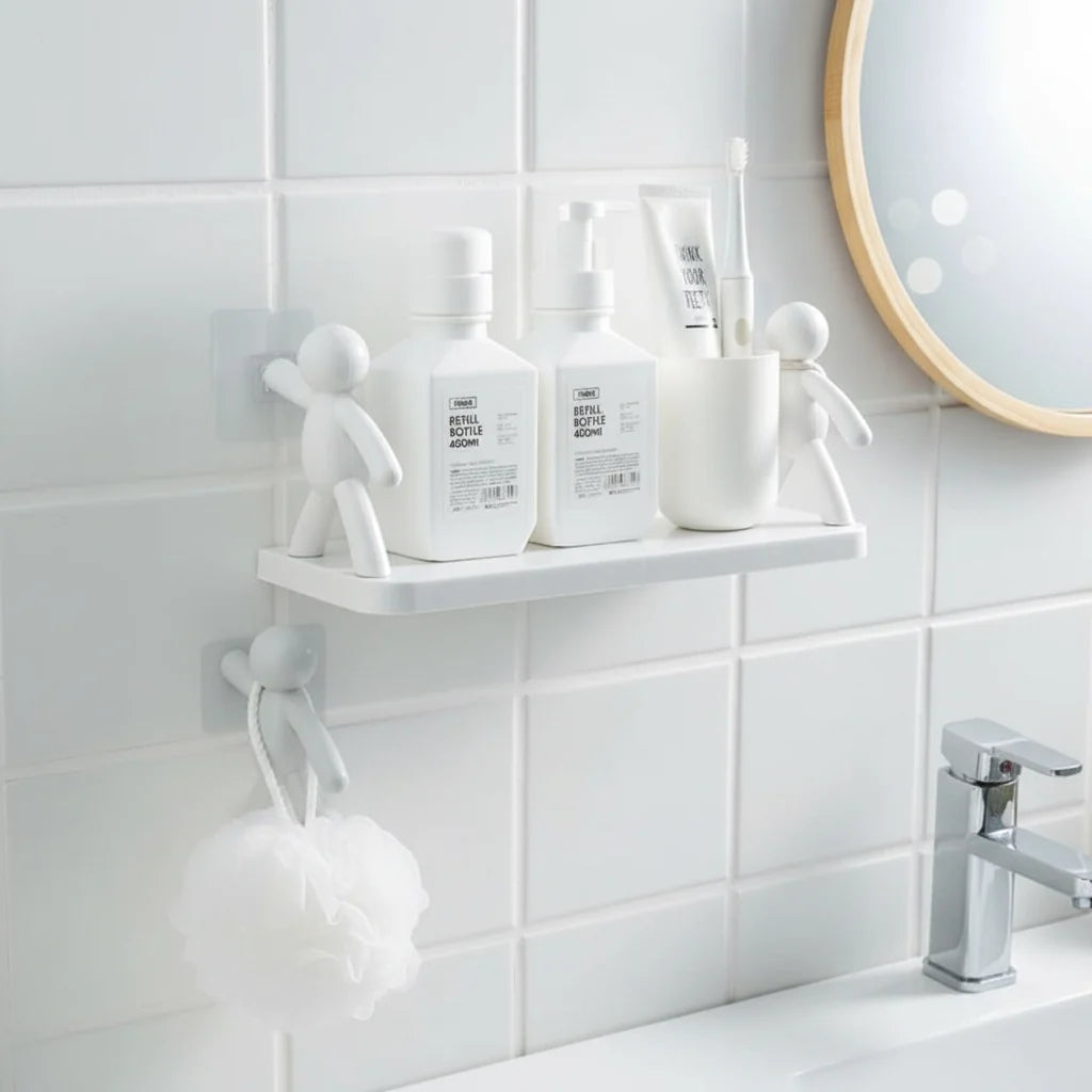 Bathroom Shelf Self-Adhesive No-Drill Space-Saving