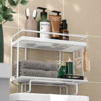 Bathroom Shelf Two-Tier Wrought Iron Suction Mount