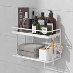 Bathroom Shelf Two-Tier Wrought Iron Suction Mount