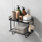 Bathroom Shelf Two-Tier Wrought Iron Suction Mount