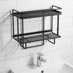 Bathroom Shelf Two-Tier Wrought Iron Suction Mount