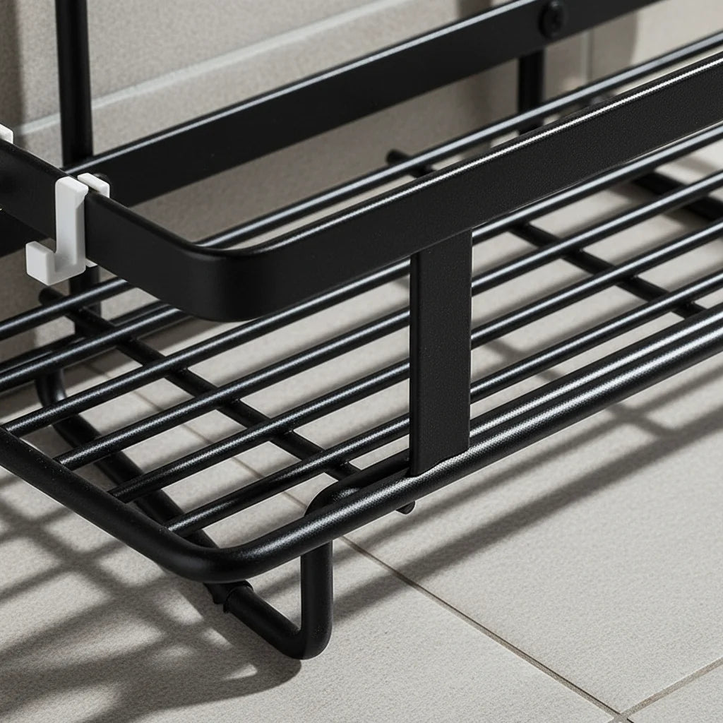 Bathroom Shelf Two-Tier Wrought Iron Suction Mount