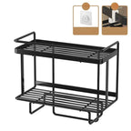 Bathroom Shelf Two-Tier Wrought Iron Suction Mount