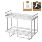Bathroom Shelf Two-Tier Wrought Iron Suction Mount
