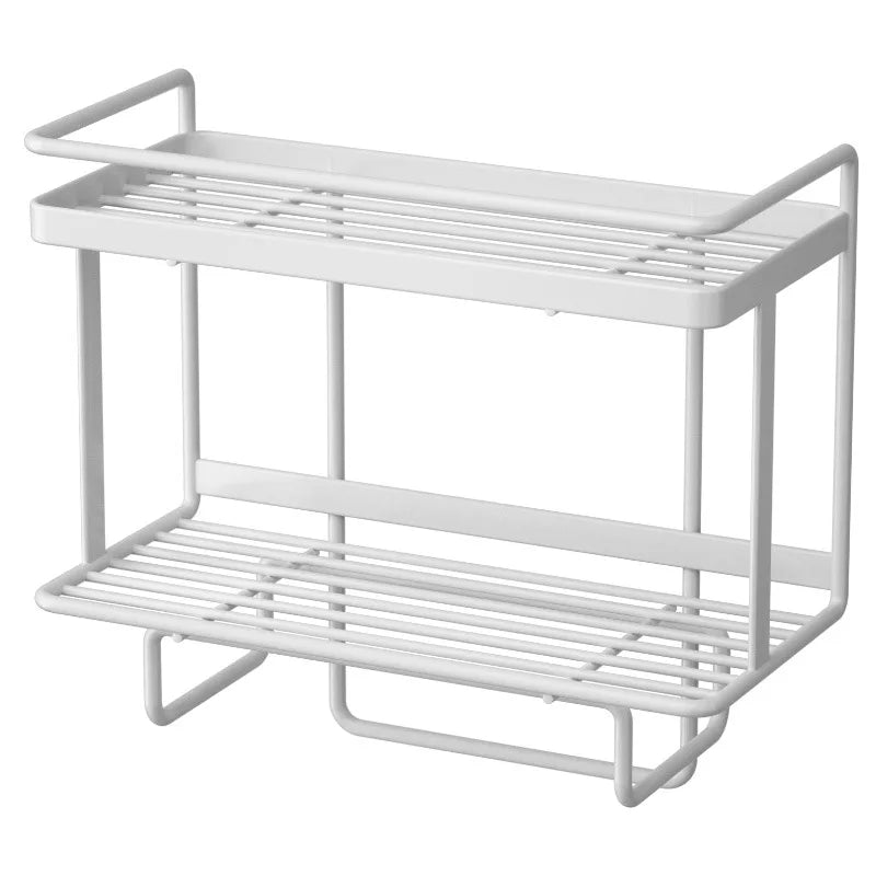 Bathroom Shelf Two-Tier Wrought Iron Suction Mount
