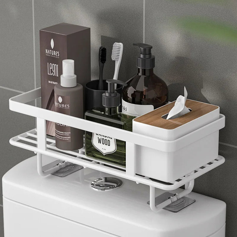 Bathroom Shelf Two-Tier Wrought Iron Suction Mount