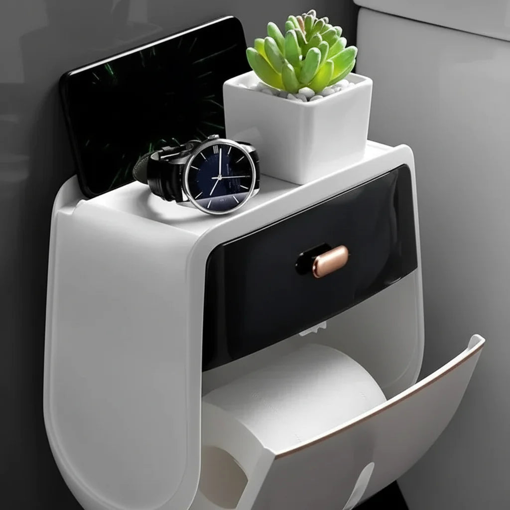 Bathroom Shelf Wall-Mounted Waterproof Dual Compartments