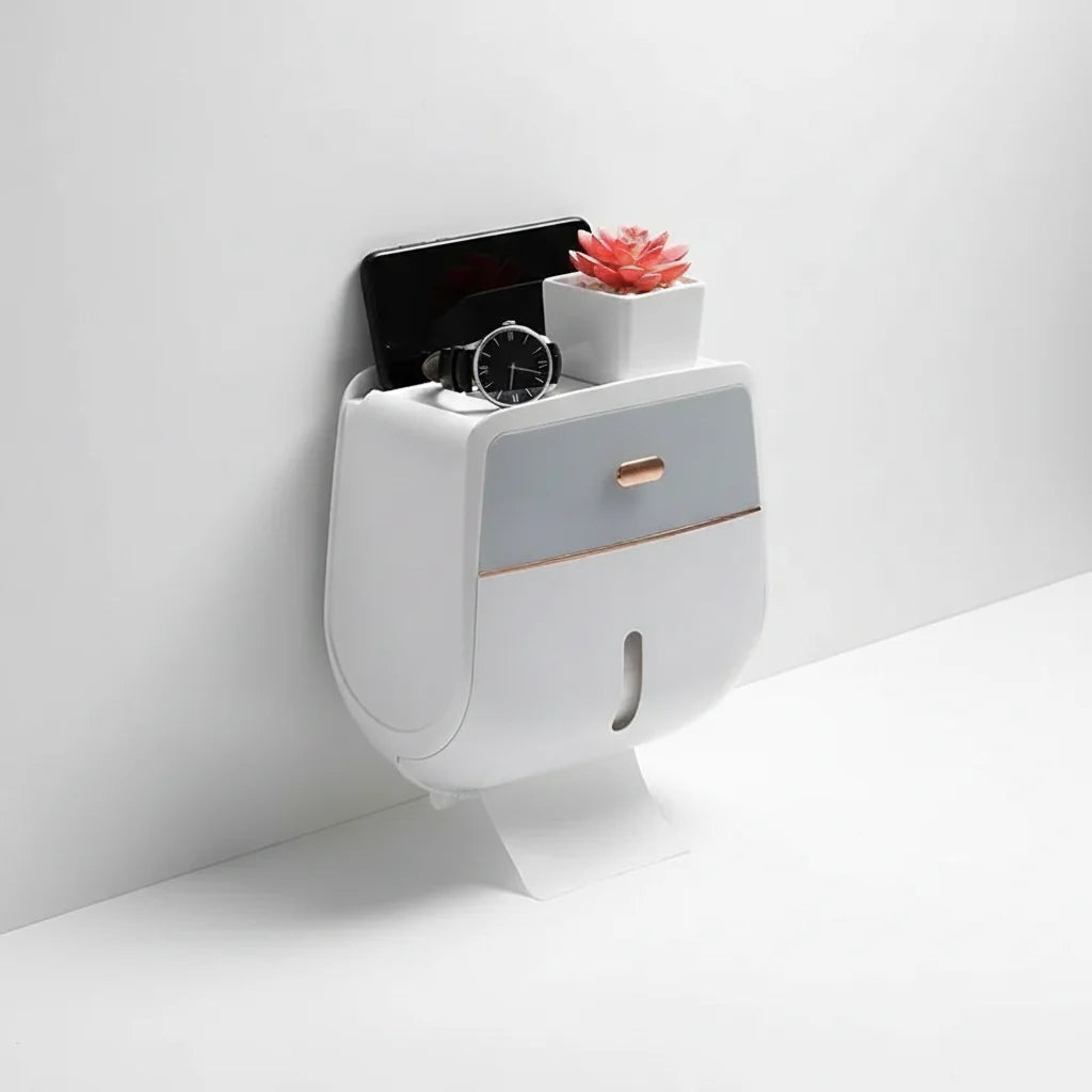 Bathroom Shelf Wall-Mounted Waterproof Dual Compartments