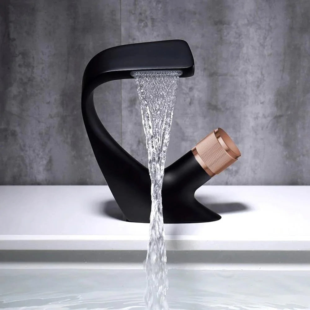 Bathroom Sink Faucet Waterfall Spout & Single-Handle