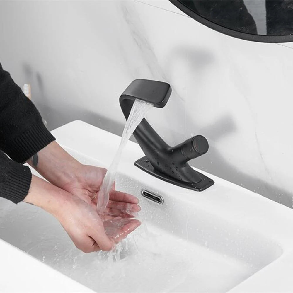 Bathroom Sink Faucet Waterfall Spout & Single-Handle