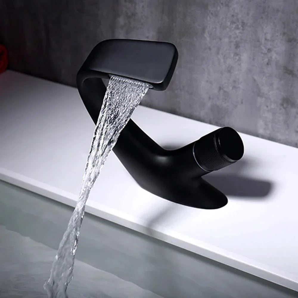 Bathroom Sink Faucet Waterfall Spout & Single-Handle