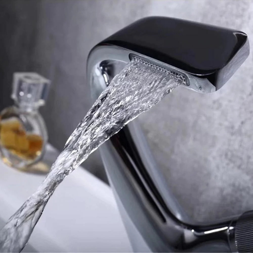 Bathroom Sink Faucet Waterfall Spout & Single-Handle