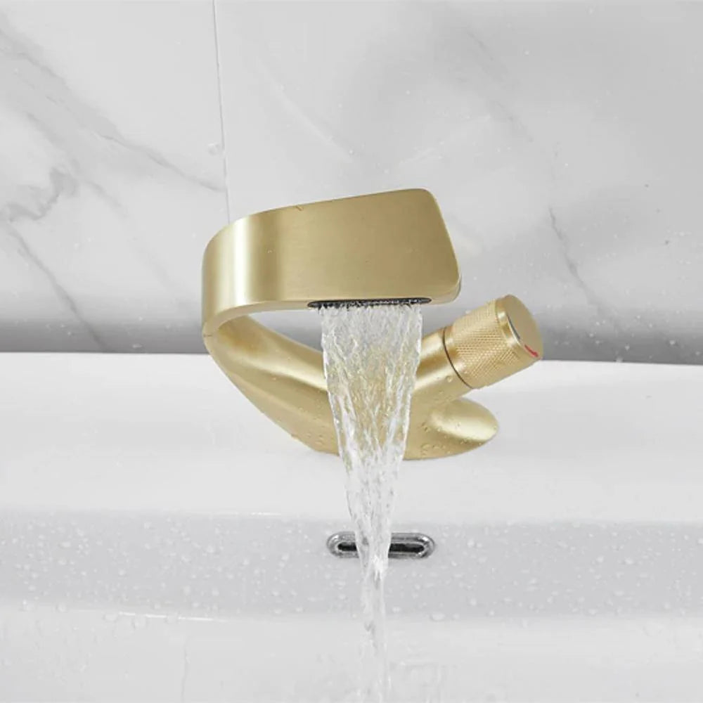 Bathroom Sink Faucet Waterfall Spout & Single-Handle