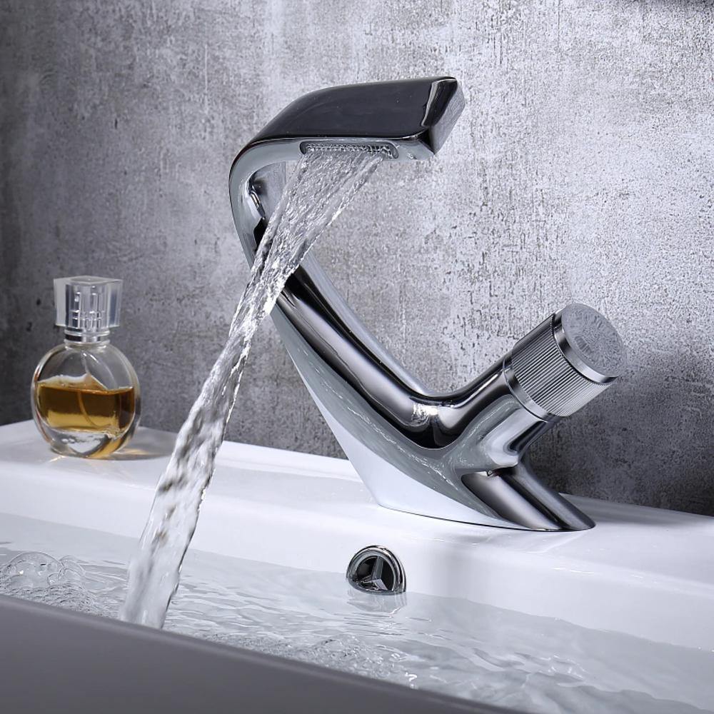 Bathroom Sink Faucet Waterfall Spout & Single-Handle