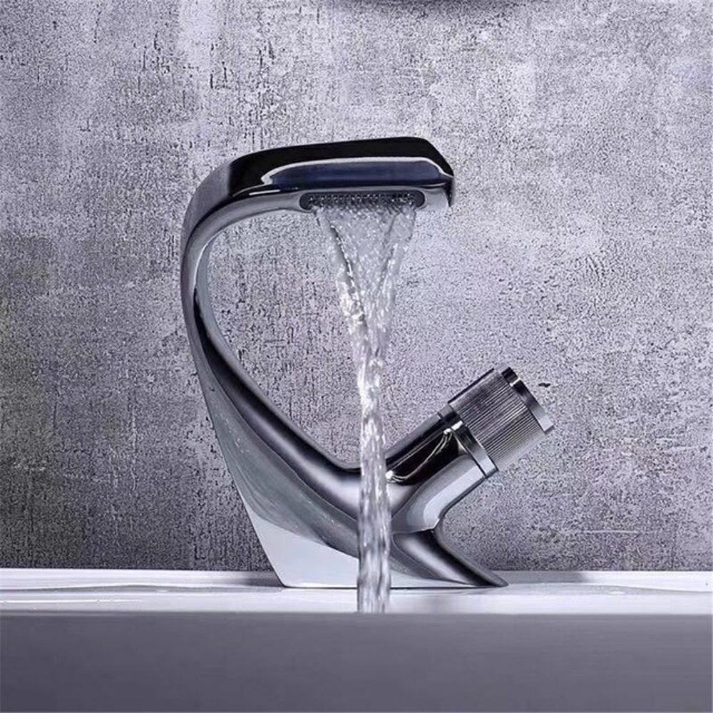 Bathroom Sink Faucet Waterfall Spout & Single-Handle