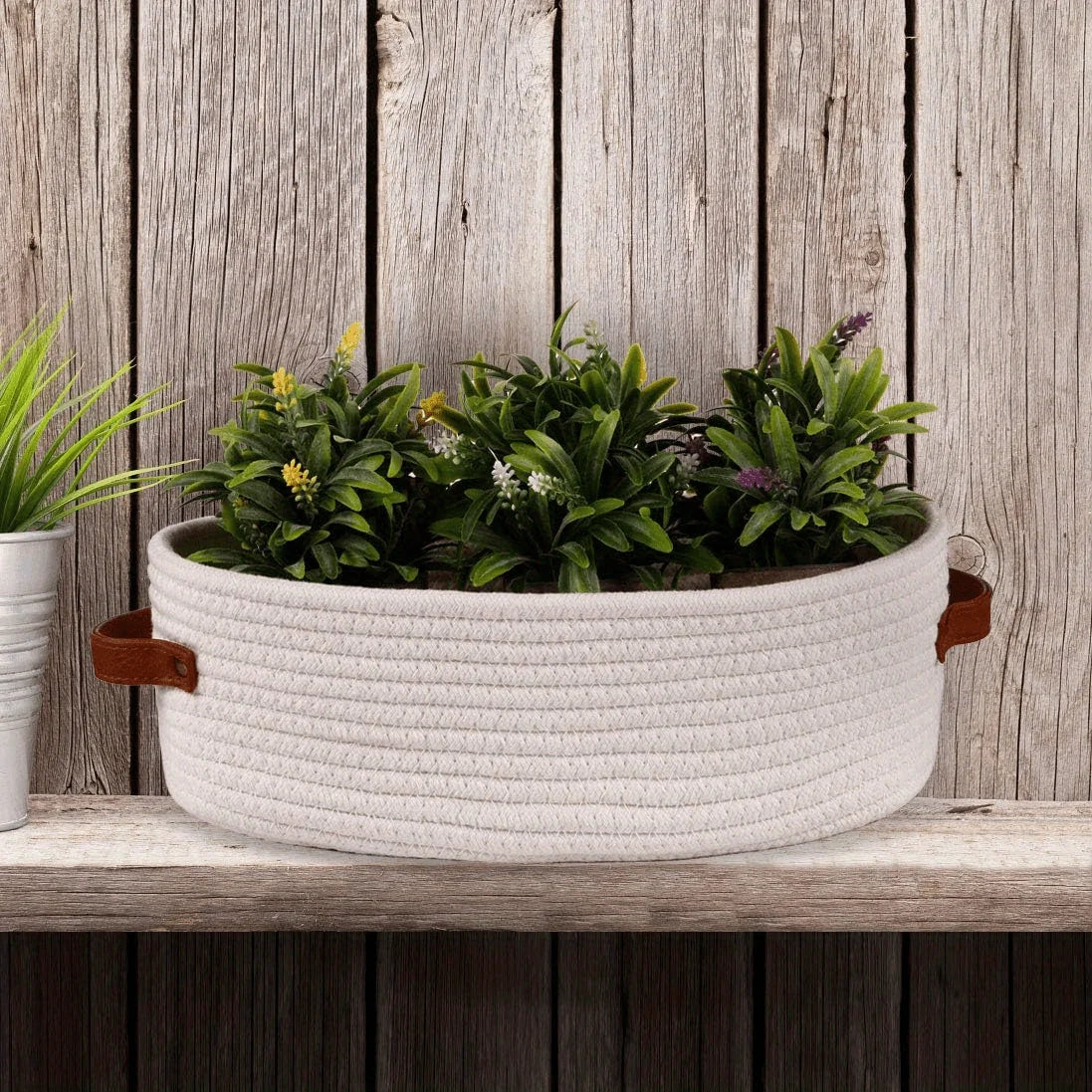 Bathroom Storage Basket Oval Woven Cotton Rope Lightweight