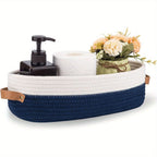 Bathroom Storage Basket Oval Woven Cotton Rope Lightweight