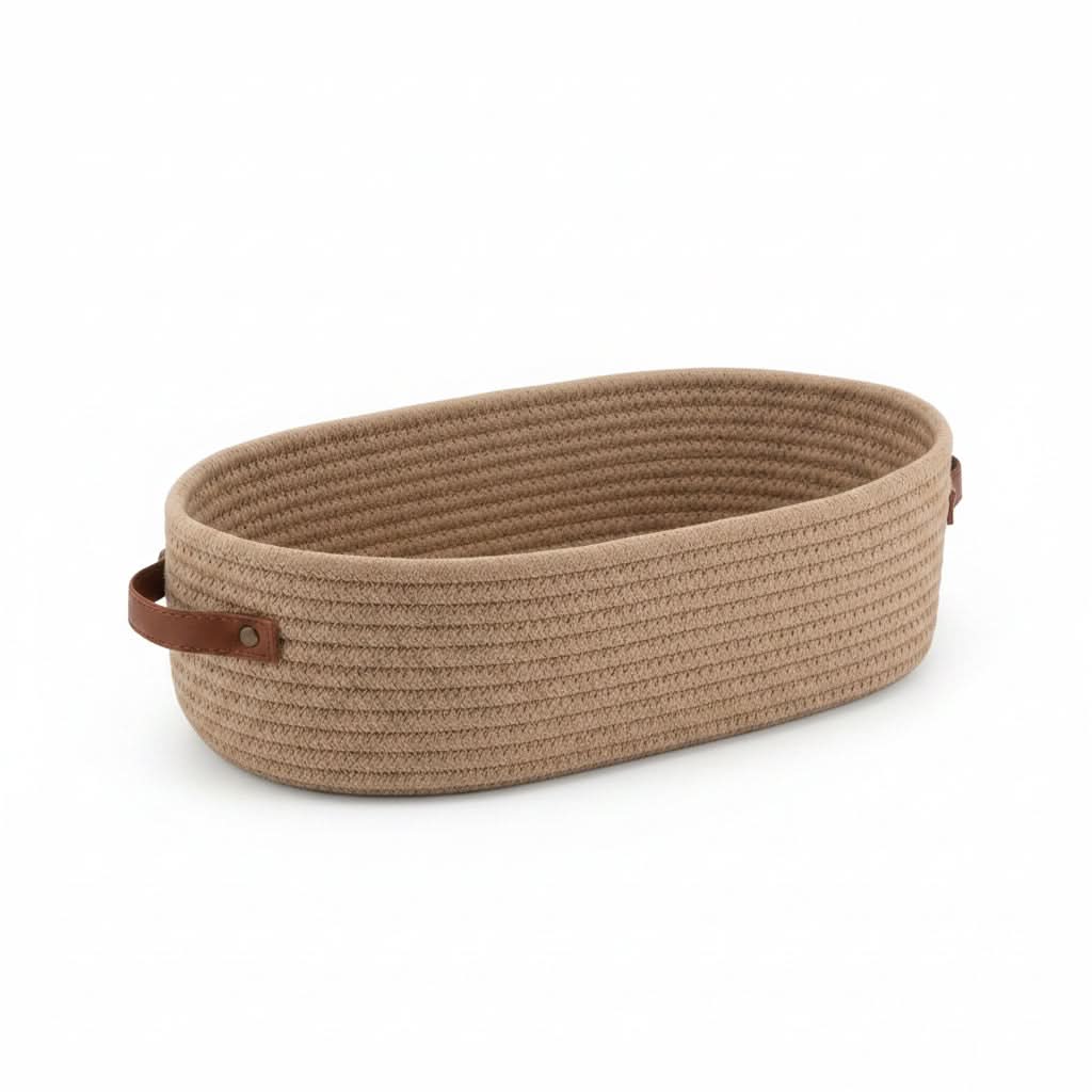Bathroom Storage Basket Oval Woven Cotton Rope Lightweight