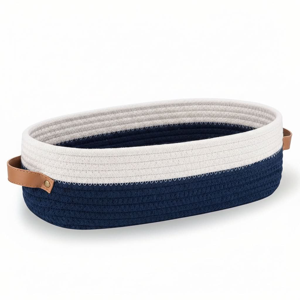 Bathroom Storage Basket Oval Woven Cotton Rope Lightweight