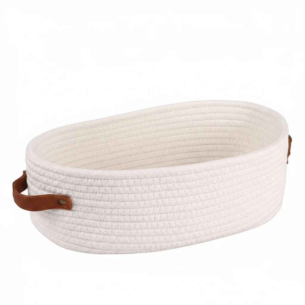 Bathroom Storage Basket Oval Woven Cotton Rope Lightweight