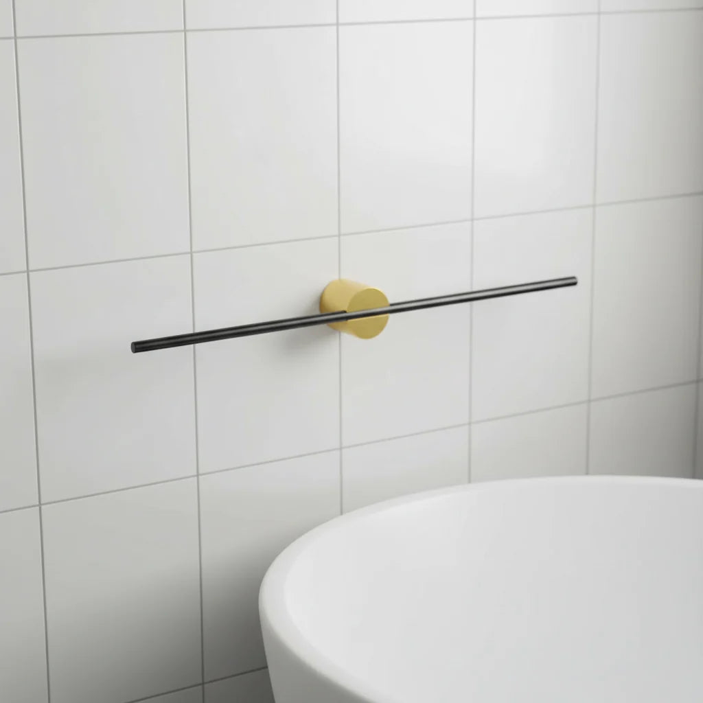 Bathroom Towel Rack Brushed Aluminum Adjustable Bar Space-Saving Base
