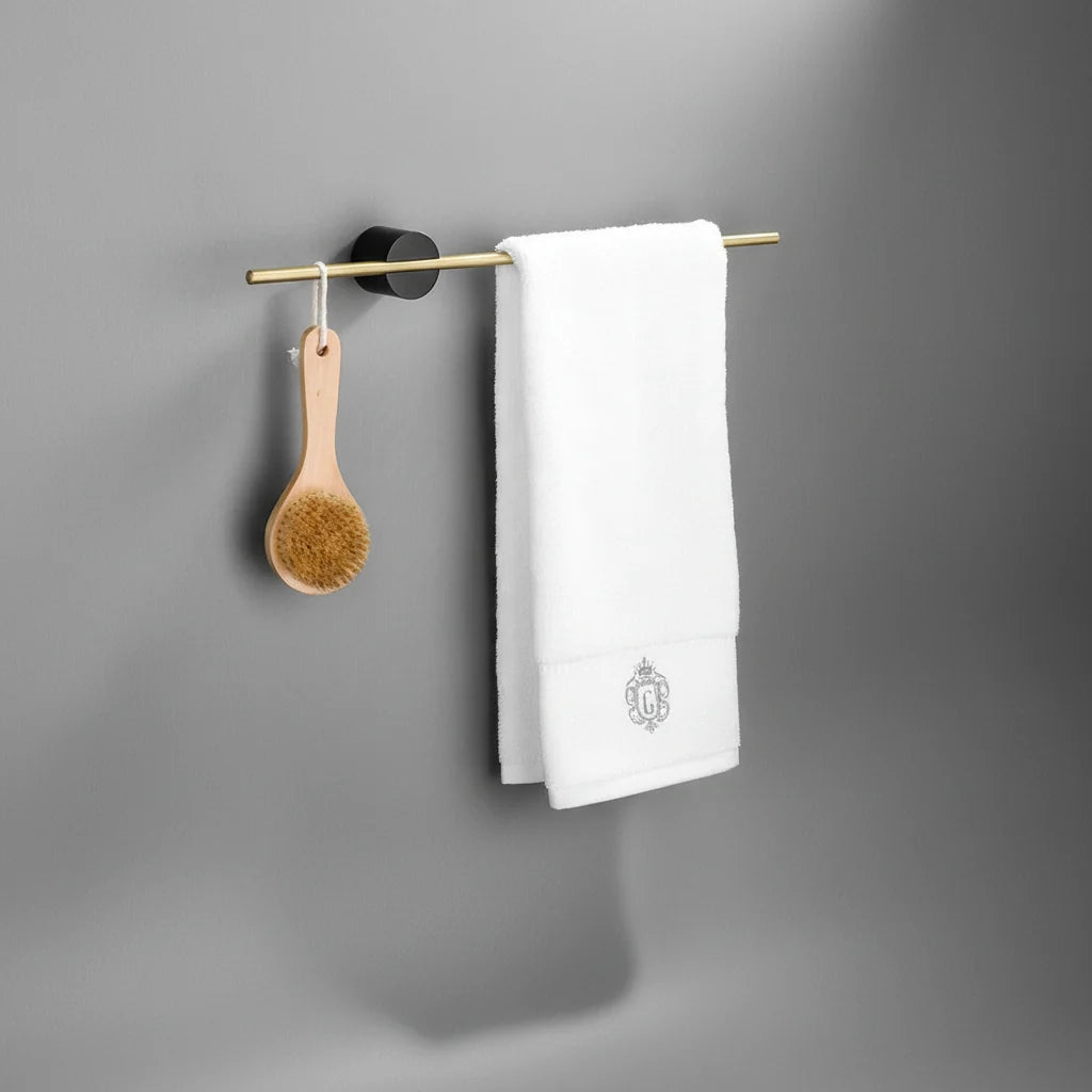 Bathroom Towel Rack Brushed Aluminum Adjustable Bar Space-Saving Base