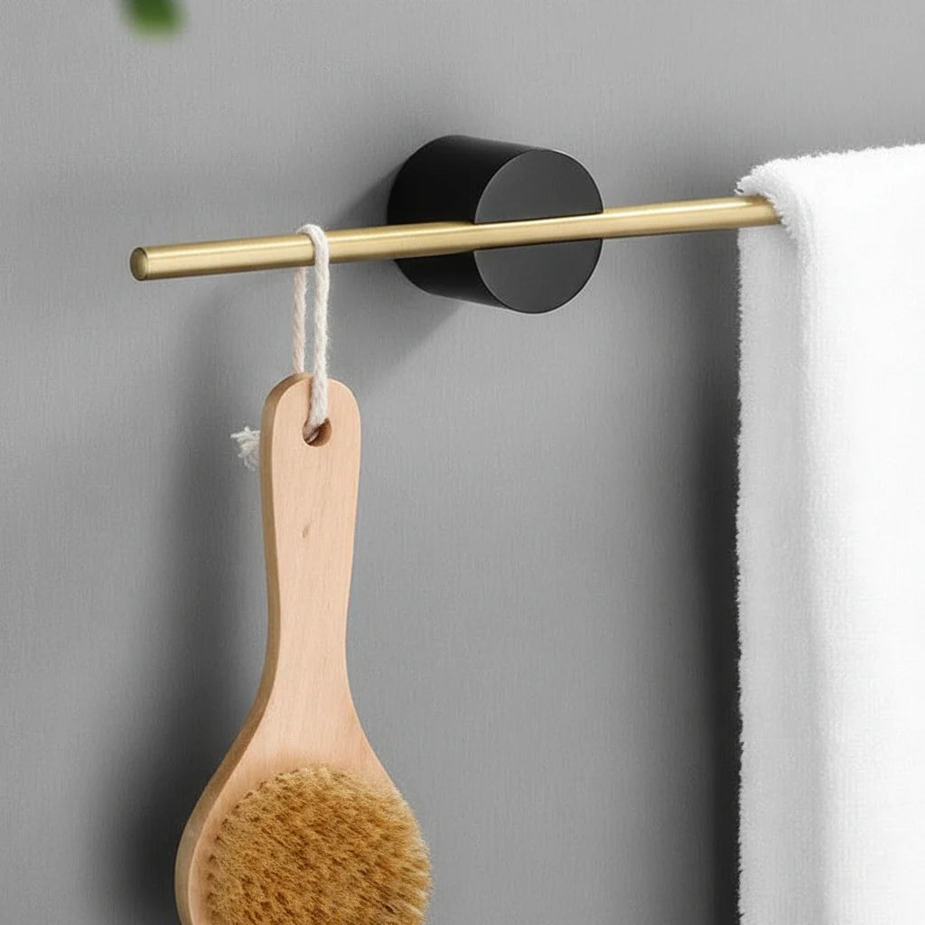 Bathroom Towel Rack Brushed Aluminum Adjustable Bar Space-Saving Base