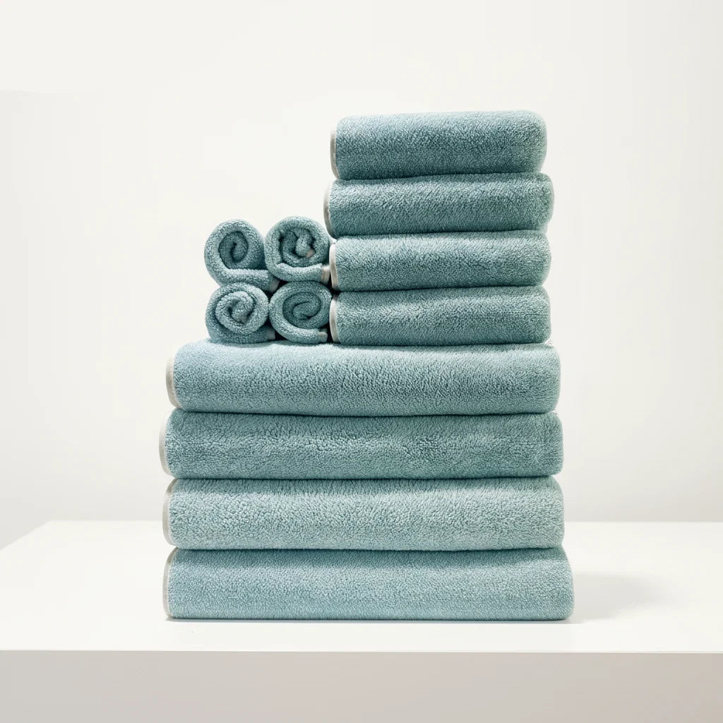 Bathroom Towel Set Coral Fleece Quick Drying 12-Piece