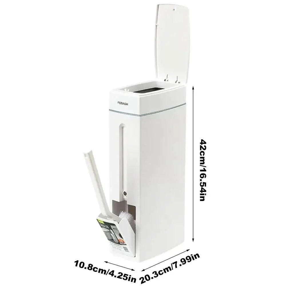 Bathroom Trash Can Slim Hidden Toilet Brush 4.5L