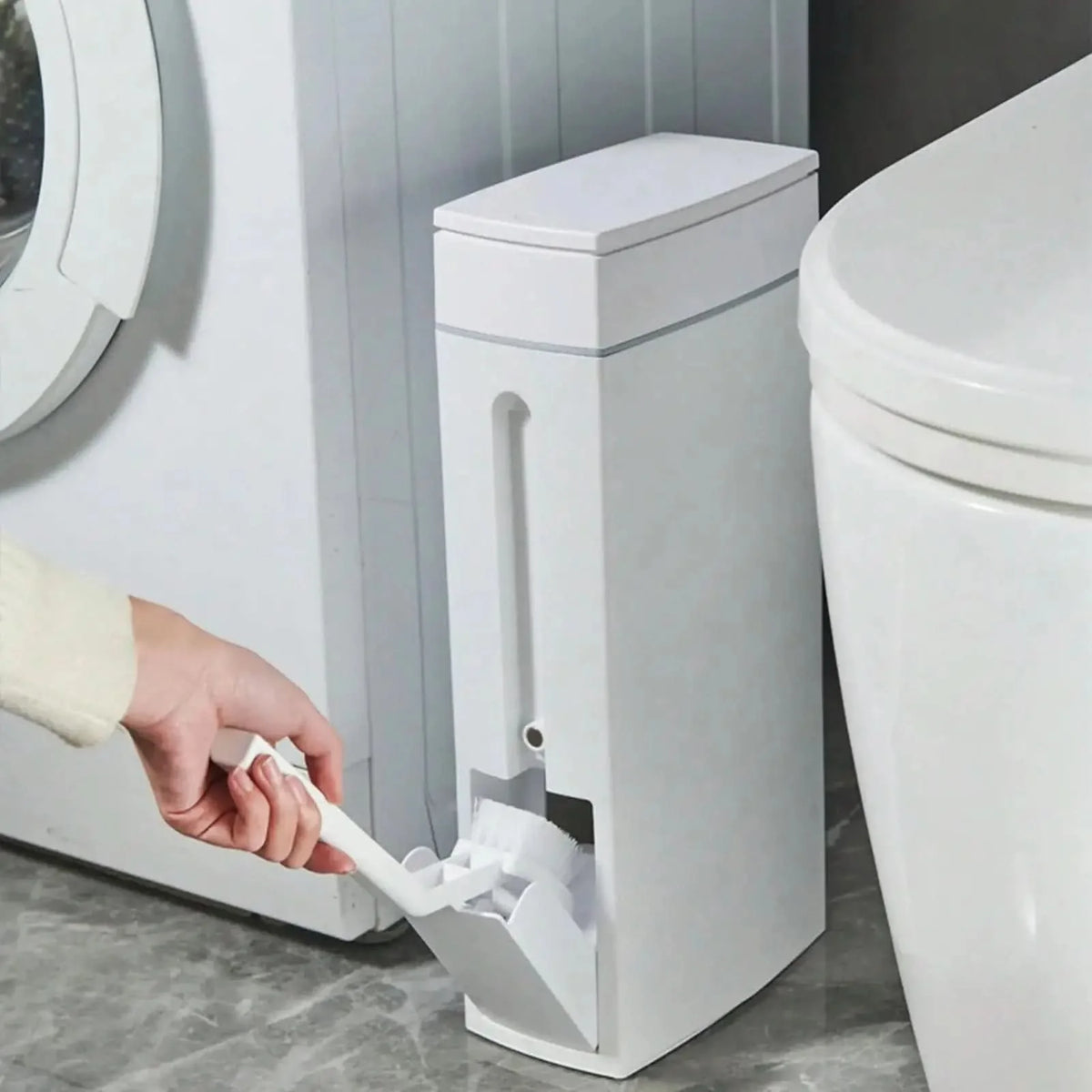 Bathroom Trash Can Slim Hidden Toilet Brush 4.5L