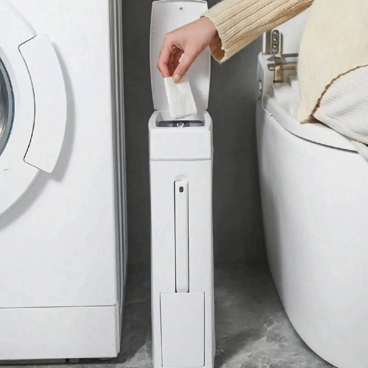 Bathroom Trash Can Slim Hidden Toilet Brush 4.5L