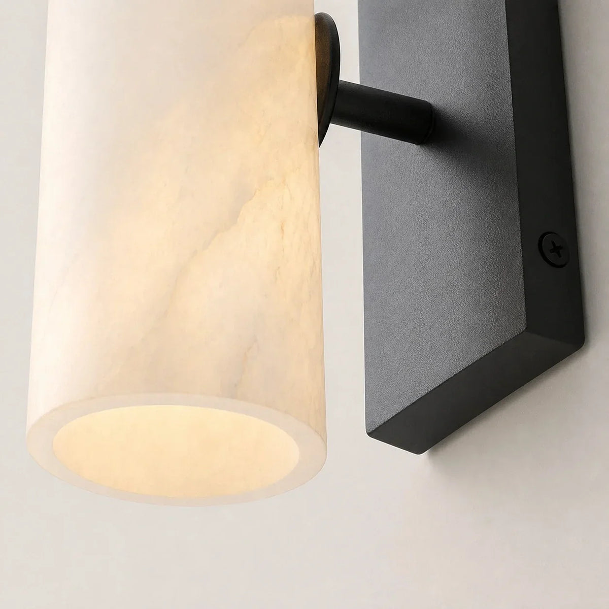 Bathroom Wall Lamp Hardwired Shadow-Free Alabaster & Ribbed Glass