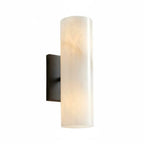 Bathroom Wall Lamp Hardwired Shadow-Free Alabaster & Ribbed Glass