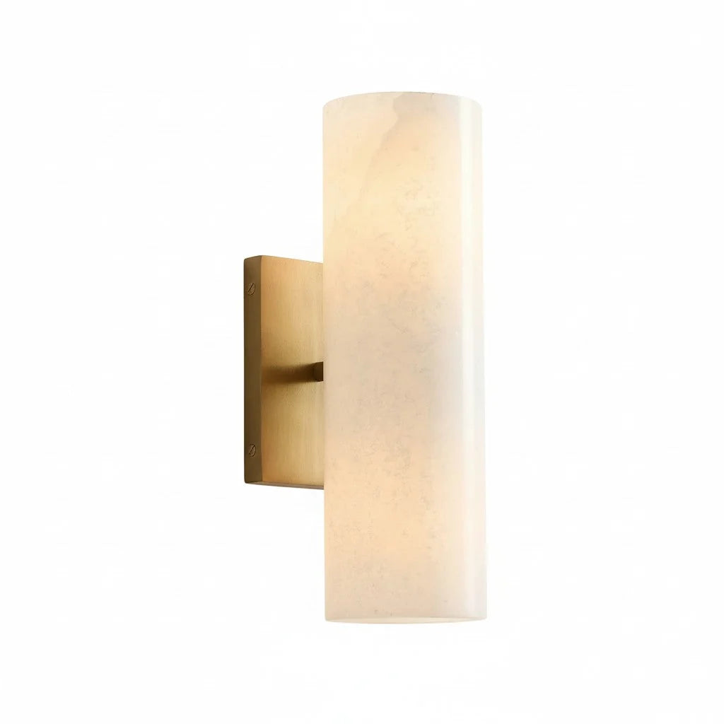 Bathroom Wall Lamp Hardwired Shadow-Free Alabaster & Ribbed Glass
