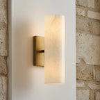 Bathroom Wall Lamp Hardwired Shadow-Free Alabaster & Ribbed Glass