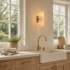 Bathroom Wall Lamp Hardwired Shadow-Free Alabaster & Ribbed Glass