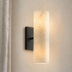 Bathroom Wall Lamp Hardwired Shadow-Free Alabaster & Ribbed Glass