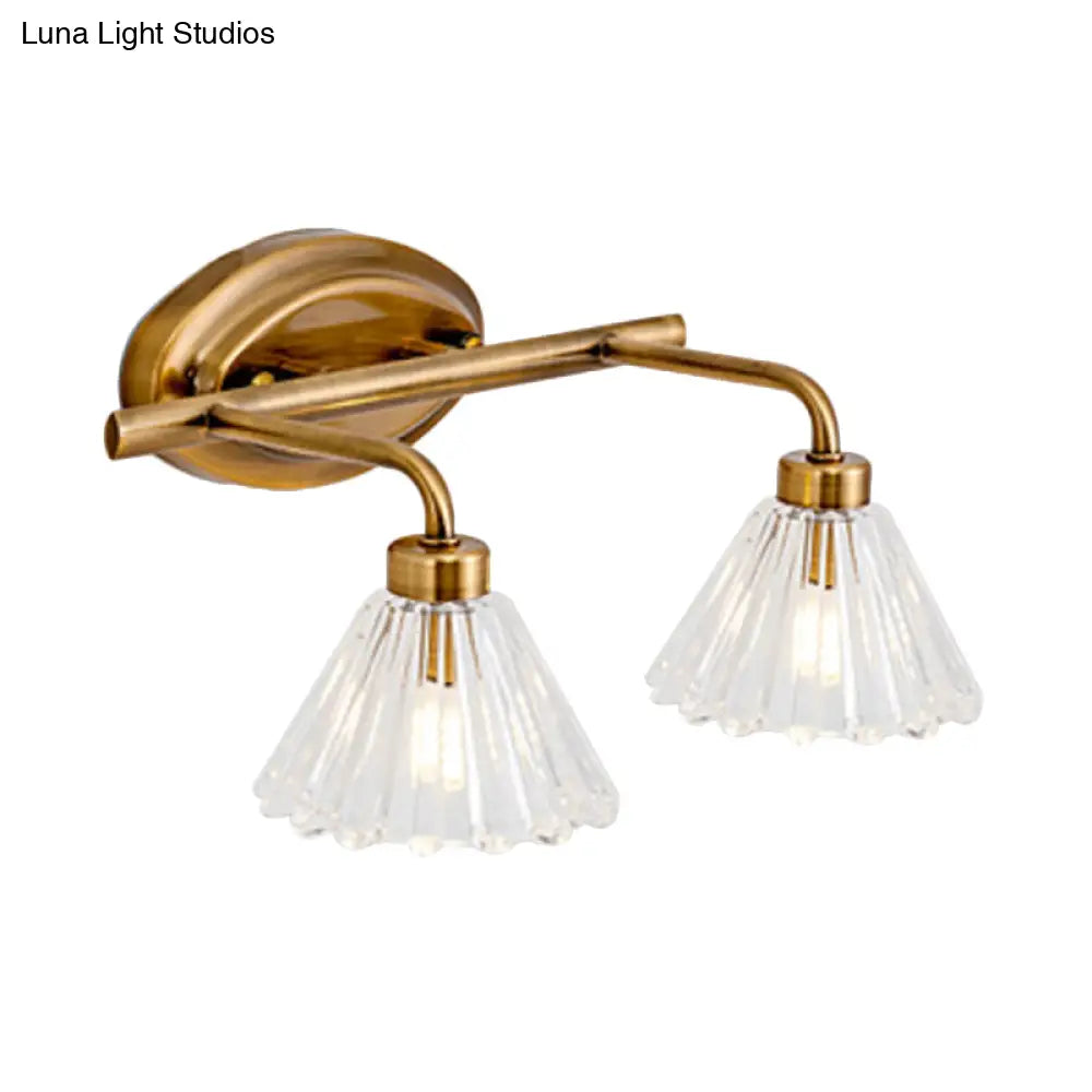 Bathroom Wall Sconce Cone Glass Brass Finish
